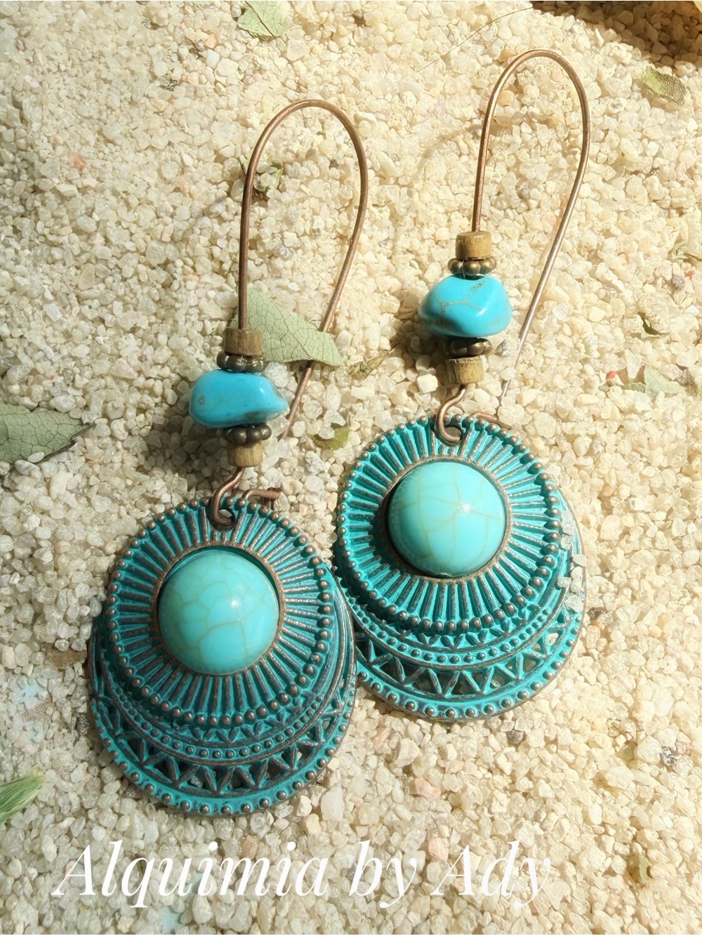 Alquimia Turquoise and Antique Gold Drop Earrings